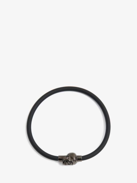 Alexander McQueen Men's Rubber Cord Skull Bracelet in Black
