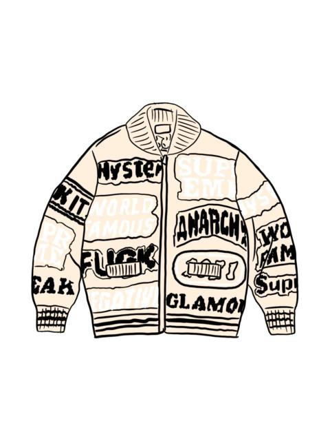 Supreme Supreme HYSTERIC GLAMOUR Logos Zip Up Sweater Natural