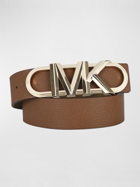 MICHAEL KORS Logo Buckle Leather Waist Belt