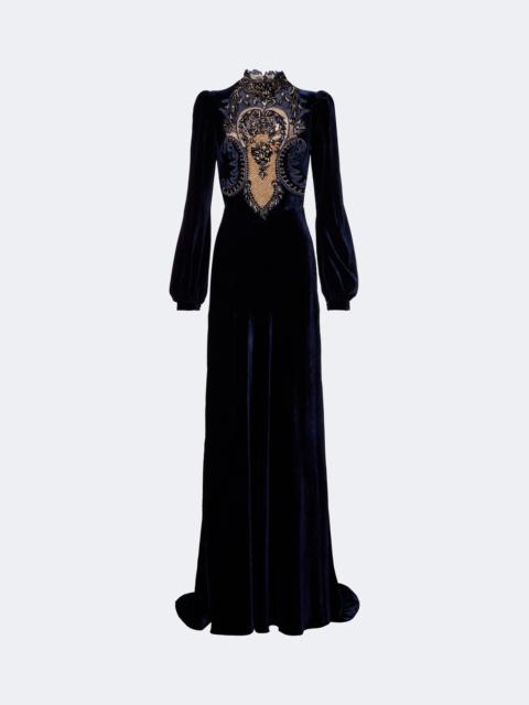 COSTARELLOS Aliska embellished velvet gown