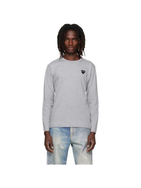 Comme des Garçons PLAY Gray Heart Emblem Long Sleeve T-shirt