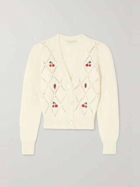 Alessandra Rich Embellished embroidered pointelle-knit alpaca-blend cardigan