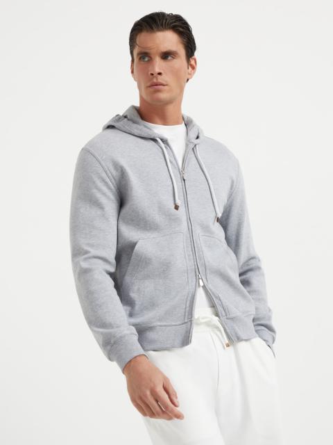 Techno cotton French terry hooded sweatshirt with zipper