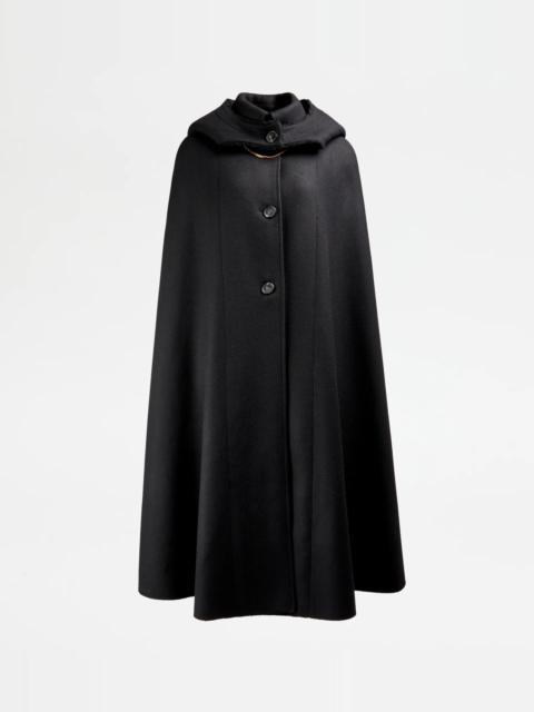 Tod's CAPE WITH BROOCH - BLACK