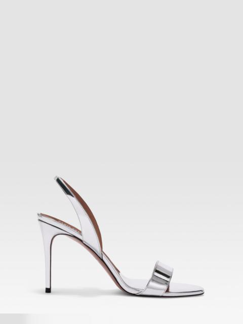 PARIS TEXAS METALLIC LEATHER SANDAL WITH MIRROR EFFECT