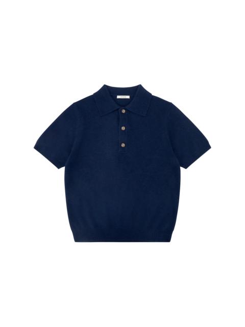 entire studios SHORT SLEEVE KNIT CASHMERE POLO NAVY