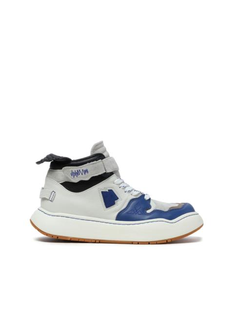 panelled touch-strap high-top sneakers