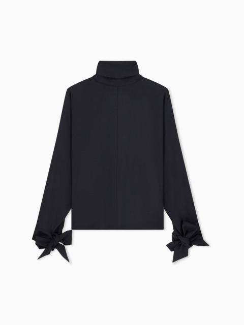 EMPORIO ARMANI BLOUSE IN RECYCLED CREPE WITH HIGH NECKLINE AND TIE CUFFS