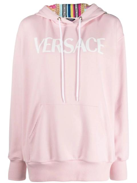 VERSACE panelled print hooded sweatshirt