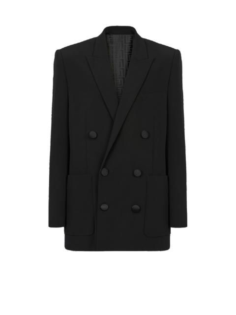 Eco-designed double-breasted crepe blazer