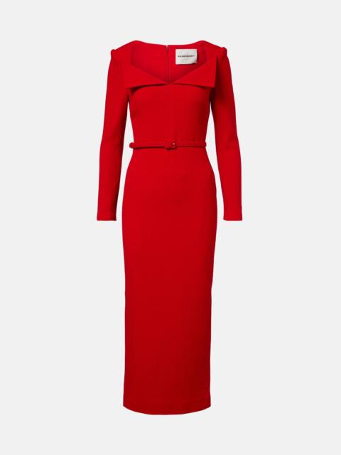 ROLAND MOURET Belted wool midi dress