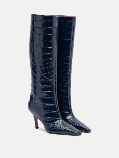 Amina Muaddi Mona croc-effect leather knee-high boots