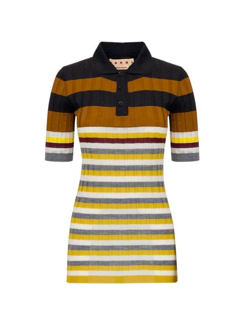 Marni SHORT SLEEVE POLO NECK TOP WITH MIXED STRIPES