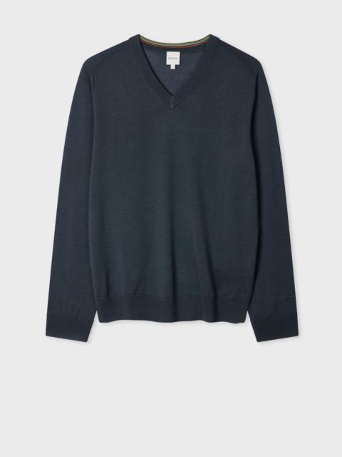 Paul Smith Steel Washable Wool V-Neck Sweater
