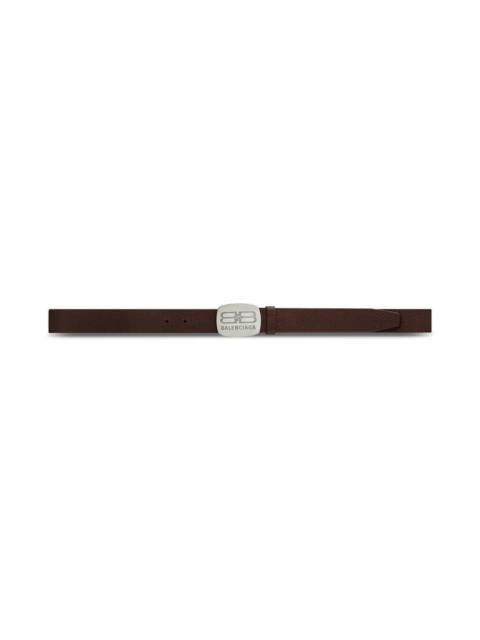BALENCIAGA Men's Rounded Logo Plaque Belt in Brown