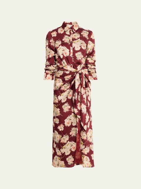 Cinq à Sept Mae Bouquet Jacey Tie-Waist Midi Dress