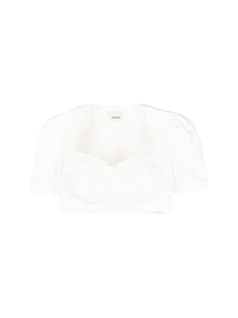 cropped puff-sleeve top