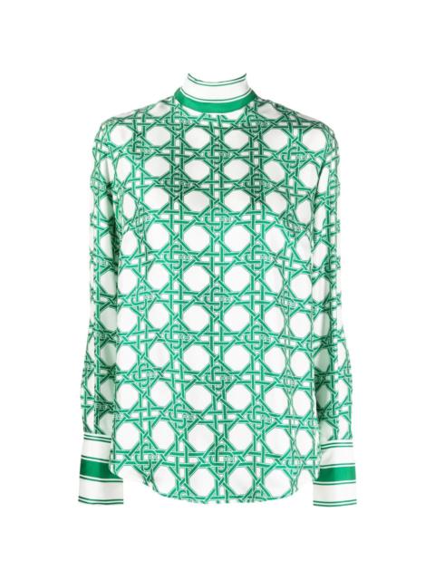 geometric-pattern silk blouse