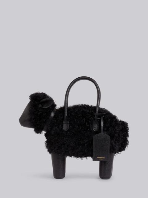 Thom Browne Black Pebbled Calfskin and Lambskin Covered Sheep Bag