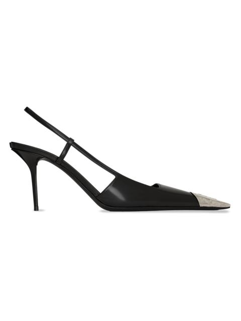 SAINT LAURENT Women's Jeanne Slingback Pumps in Glazed Leather - Black