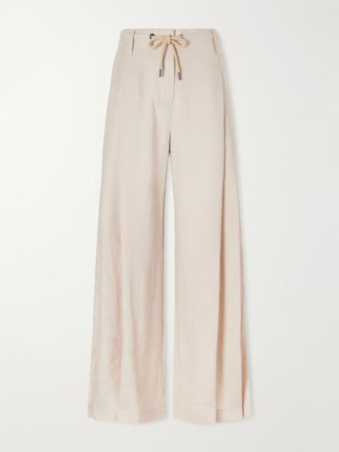Brunello Cucinelli Linen wide-leg drawstring pants Sand