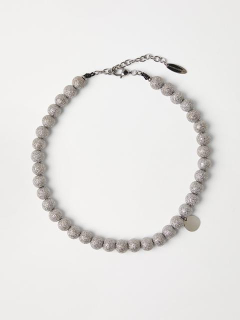 Brunello Cucinelli Shimmer bead necklace in Sterling Silver