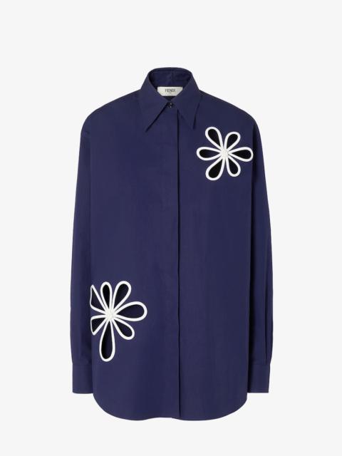 FENDI Shirt Dark blue poplin shirt
