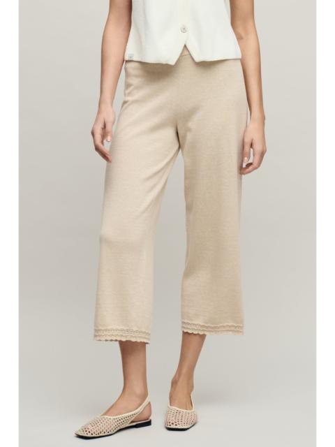 Barefoot Dreams Heathered Cotton Tulip Pointelle Trim Crop Pant