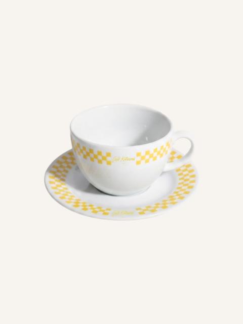 Maison Kitsuné CHECKERBOARD PORCELAIN CAPPUCCINO CUP AND SAUCER