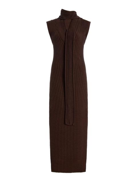 AISLING CAMPS Wool Scarf Dress brown