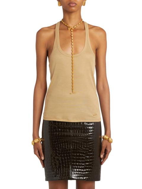 Microrib Racerback Silk Tank Top