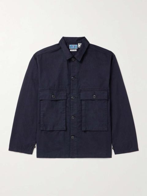 Indigo-Dyed Cotton-Blend Cargo Shirt