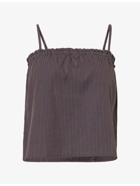 DEIJI STUDIOS Frill Placket Stripe Cami Cotton Top