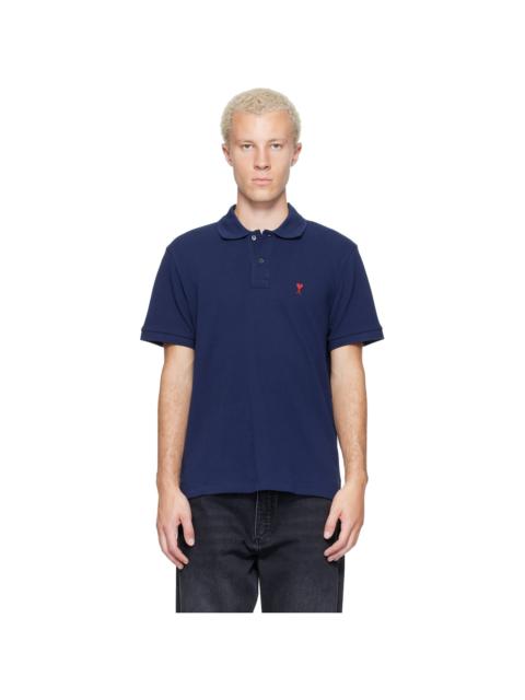 AMI Paris Navy Cotton Ami de Coeur Polo