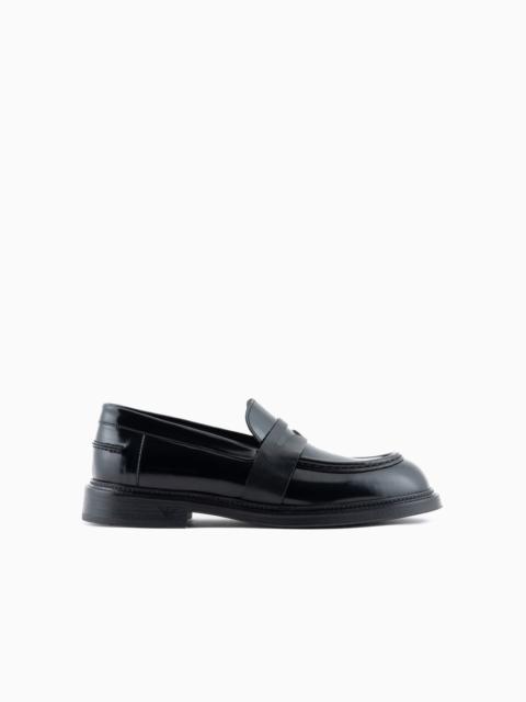 EMPORIO ARMANI Brushed leather loafers