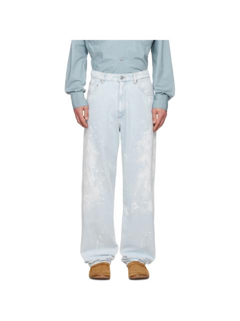 MM6 Maison Margiela Blue Paint Splatter Jeans