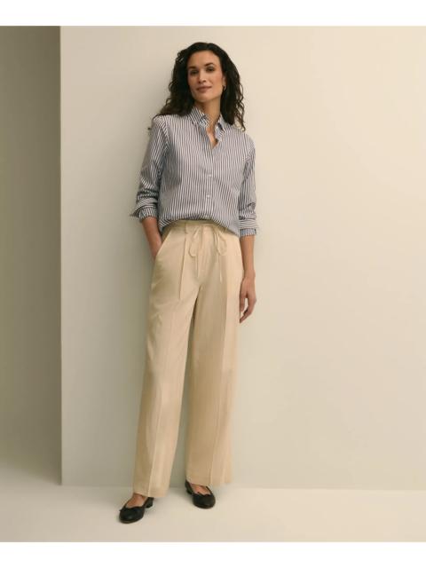 Brooks Brothers Linen-Cotton Blend Tie-Waist Wide-Leg Pants