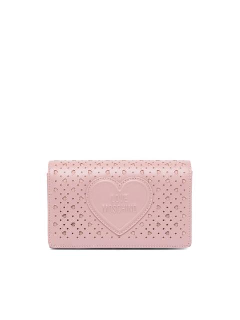 Moschino heart pierced clutch bag