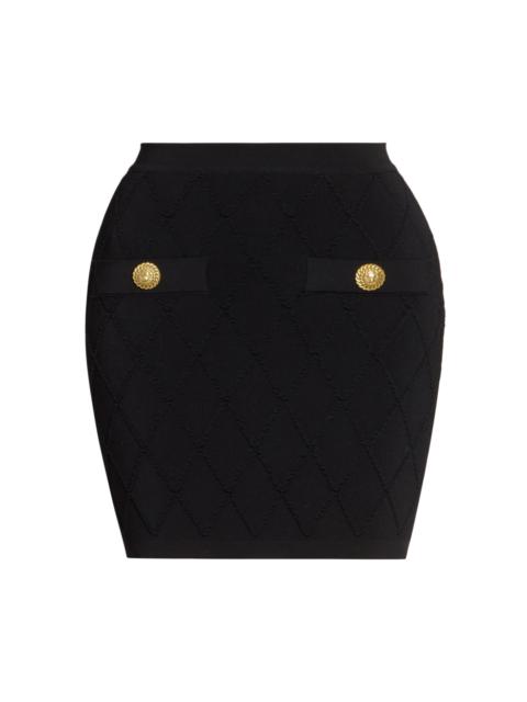 Balmain Women's Quilted Compact Knit Miniskirt - Noir