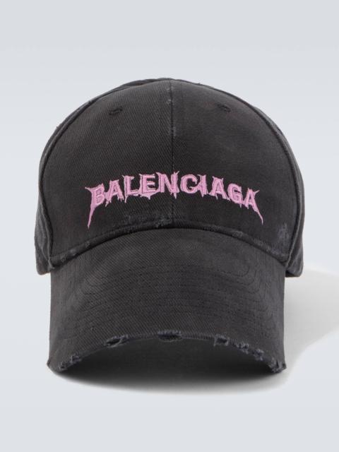 BALENCIAGA Logo distressed cotton baseball cap