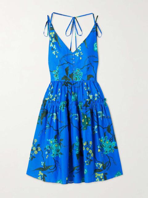 Erdem Tiered floral-print cotton and linen-blend mini dress