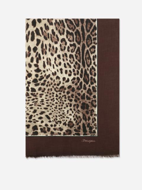 Leopard-print modal and cashmere scarf (135x200)