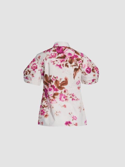 Erdem FLORAL PRINT COTTON SHORT SLEEVE SHIRT