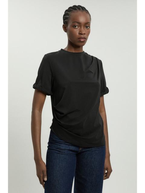 KAREN MILLEN Cotton Jersey Gathered Detail T-Shirt
