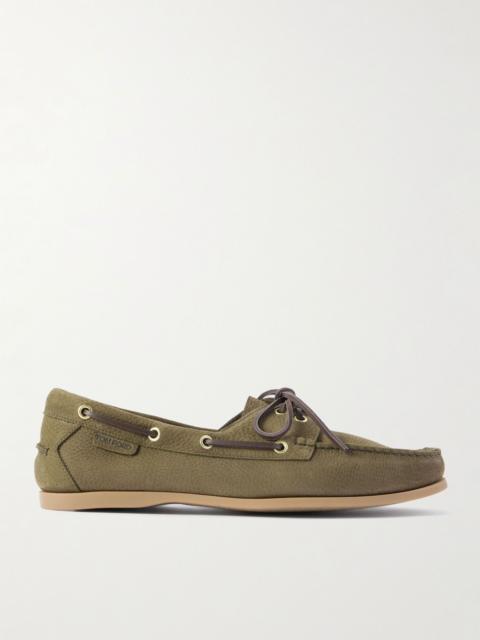 TOM FORD Robin Nubuck Boat Shoes Green