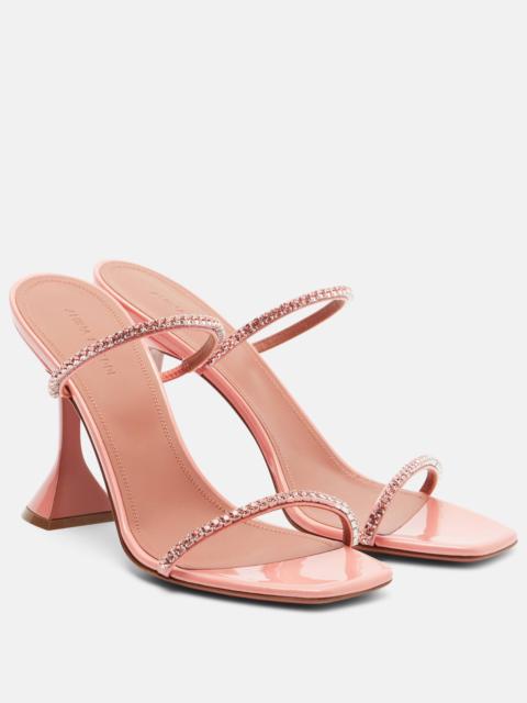Amina Muaddi Gilda embellished patent leather sandals