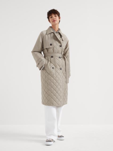 Brunello Cucinelli Water-resistant matte nylon quilted trench with Thermore® padding and precious belt loop