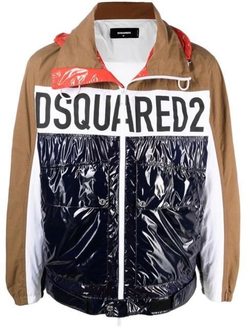 DSQUARED2 DSQUARED2 Logo-print colour-block windbreaker Brown