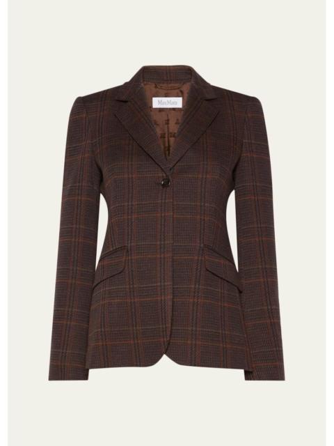 Max Mara Wool-Cotton Check Single-Breasted Jacket