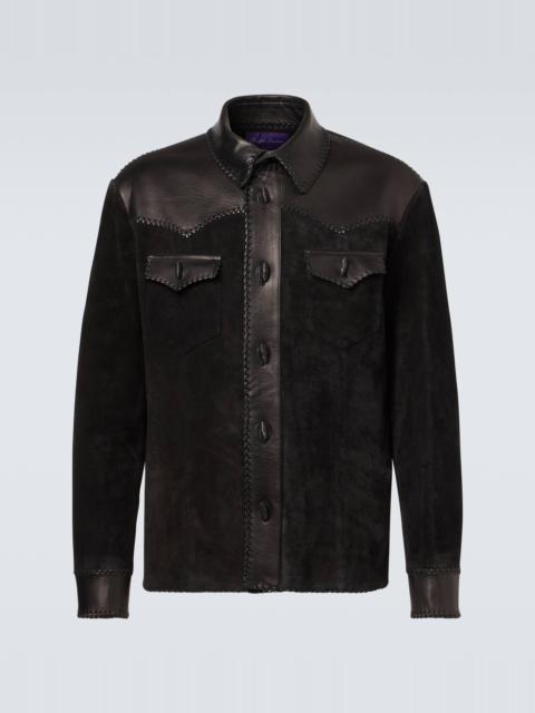 Ralph Lauren Leather-trimmed suede overshirt